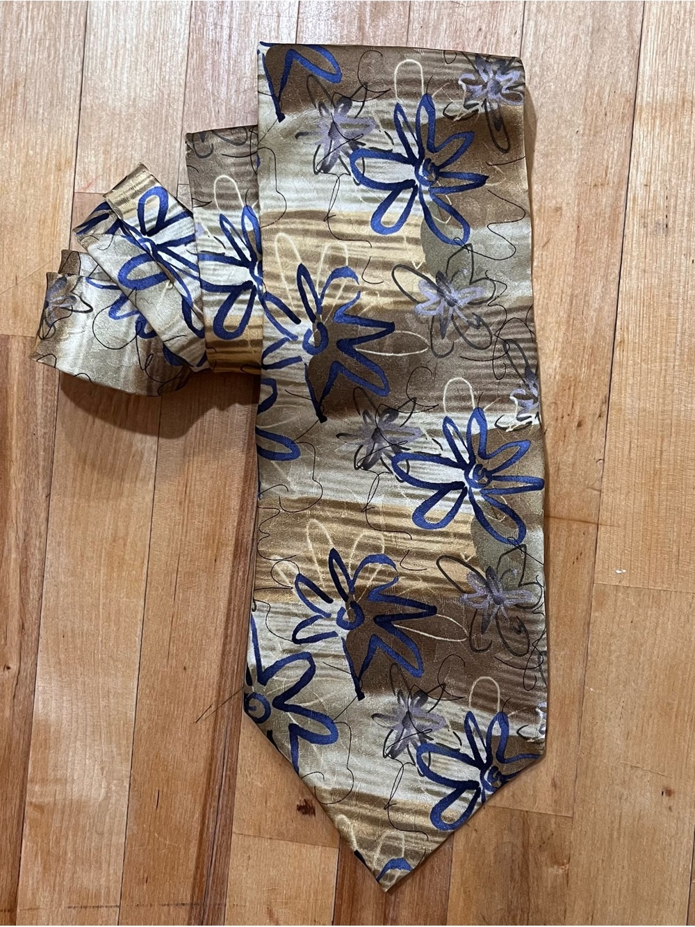 Jerry J. Garcia Yellow w/ Blue Banyan Trees Collection 100% Silk Necktie Vintage